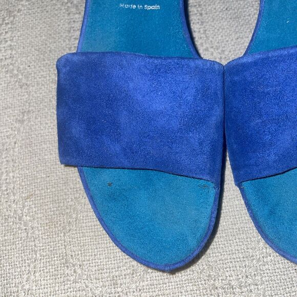 Donald Pliner Women’s Comfort Slides Sz 8.5 M Blue Suede Leather Beach Cruise - Picture 8 of 12